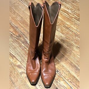 Vintage Nicole Metal Tip Toe and Heel Brown Leather Boots